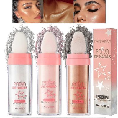 3 Pakkaus Polvo De Hadas Fairy Highlight Patting Powder Highlighter vartalo kirkastaa luonnollista kolmiulotteista kasvojauheen blusheria