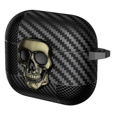 Yhteensopiva Apple AirPods 3 -suojakotelon pääkallomuotoilun napsautuskytkimen TPU + metallinen kuulokekansi karabiinilla Pronssi