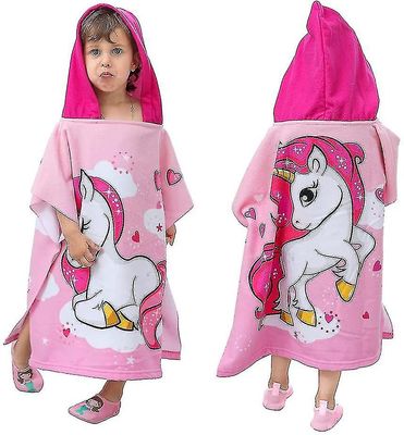 Wfuo Lasten poncho hupulliset pyyhkeet, lasten kylpypyyhe hieno kuvio ranta uima kylpypyyhkeet hupulla pojille tytöt lapset Yksisarvinen