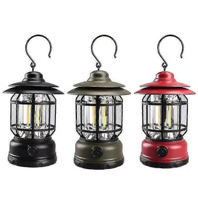 Ammattimaiset retkeilyvalot ulkona - kannettavat retrotelttavalot Armeijan vihreä battery