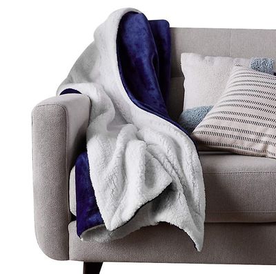 Handuo Sherpa Fleece Kast Tæppe Tyk Fuzzy varme bløde tæpper og kaster til sofa blå