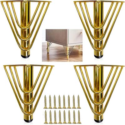 4 gullmetallmøbler ben, moderne elegant erstatningssofaben, 15 cm salongbord ben