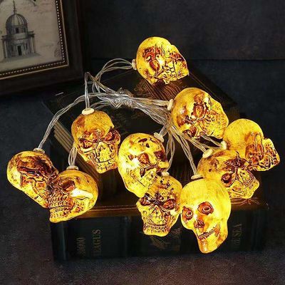 Kakanwo Halloween Decor Fantastic Skull Led String Lights Halloween Dekorasjon Tilbehør Lampe Horror Flerfarget One Size