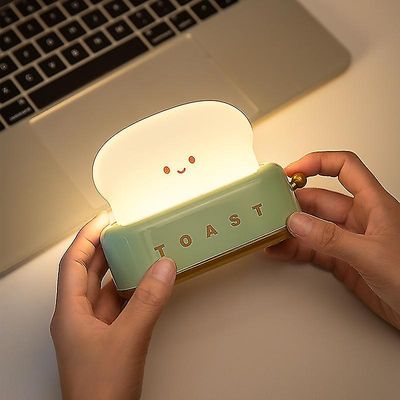1kpl luova paahtoleipä yövalo, led-leipäkoneen yövalo, USB-lataus, himmentävä makuuhuoneen yöelämän valo Vihreä