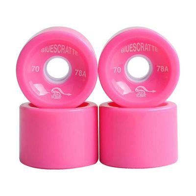 4kpl / pakkaus 70mm longboard PU renkaan vaihto rullalauta 78A kovuus renkaat Vaaleanpunainen