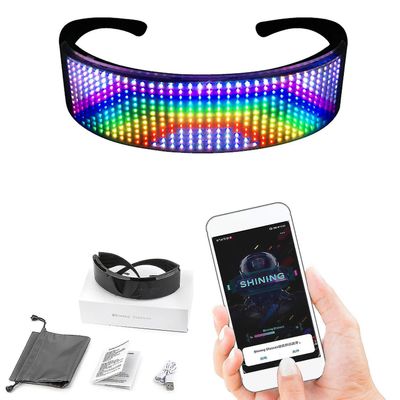 Mukautettavat Led Bluetooth -lasit aikuisten vilkkuvalle näytölle Diy-tekstianimaatio Musta 1 Pcs