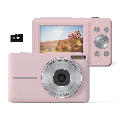 Kuankuanbao Digitalkamera, FHD 1080P Kids Camera 44MP Point og skyting digitale kameraer med 32GB-kort, 16X zoom, kompakt lite kamera for barn Gutt...