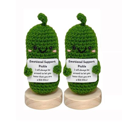 Kuankuanbao 2PCS emosjonell støtte syltet agurkgave, hekle emosjonell støtte pickles, søt hekle syltet agurk strikkedukke, julegaver Grønn