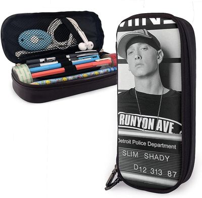 Kerota Eminem Arrest Slim Shady Mugshot Logo Nahka Penaali Penaali Penaali Paperitavaralaukku Toimisto Kannettava säilytyslaatikko Kosmeettinen laa...