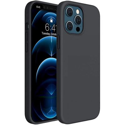Suren Iphone 12 Pro Max stødsikker flydende silikone 6,7 tommer sag Sort