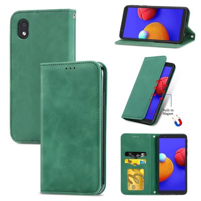Gangxun Sag Til Samsung Galaxy A01 Core Magnetisk Lukning Læder Tegnebog Cover Housse Etui Shockproof - Grøn