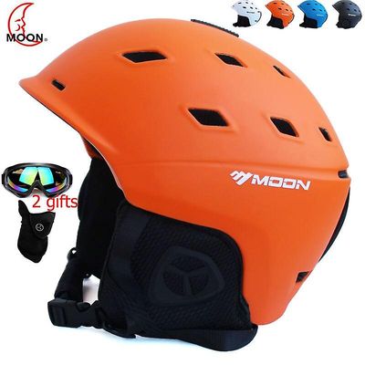 Moon Skiløb Snowboard hjelm Cover Efterår Vinter Voksen Mænd Skateboard Equipment Sports Sikkerhed Ski hjelme med beskyttelsesbriller 2 gaver Sort ...