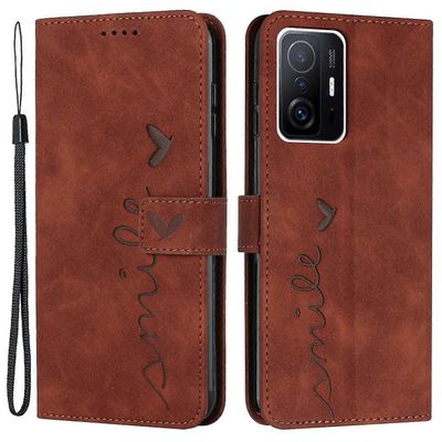 Punainen rakkausnahkakotelo 11T/11T Prolle ihoystävällisellä muotoilulla Ruskea Style A Xiaomi 11T 5G