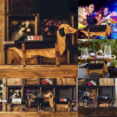 Flye Dachshund vinstativ Enkeltflaske Trebordstativ For familiefest Bar Hjem Dekorasjon A