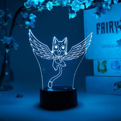 Xcy Happy Fairy Tail anime lamppu hahmo yövalo, 16 väriä RGB LED kaukosäädin, 3D-anime huone DCOR lahja Otakulle