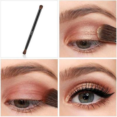 1pc Professionel ØjenskyggeBørste Dobbelt hoved Kosmetisk øjendetaljebørste Lille øjenbrynsbørste Bronzer Makeup Værktøj