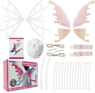 Frusde Lys opp Fairy Wings For jenter, Elektrisk Butterfly-vinger Sparkling Glødende Wings Med LED-lys og musikk Halloween Costume Med lys