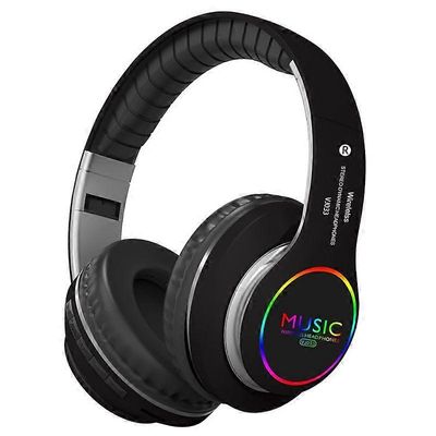 VJ033 Bluetooth 5.0 kuuloke, LED & FM Musta