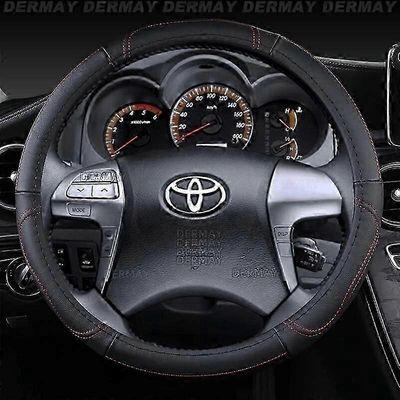 Toyota Hilux Pickup 1968~2023 aitoa nahkaista auton ohjauspyörän suojusta naudannahkaa varten - urheilulliset autotarvikkeet nopeasti A- Musta puna...