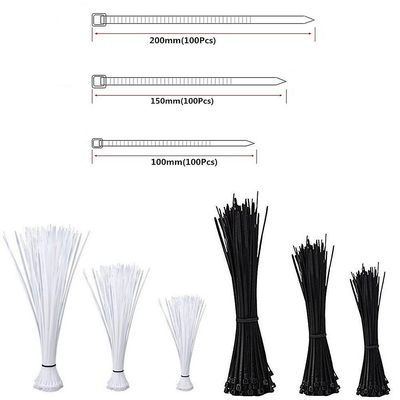 100Pcs selvlåsende plast nylon wire kabel lynlås slips kabel bånd fastgøre loop kabel forskellige specifikationer 3x100 sort