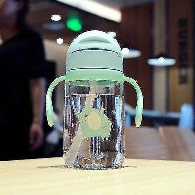 Børn Tegneserie Dyreskole Drikkevand Halmflaske Halm Sippy Cup (grøn)