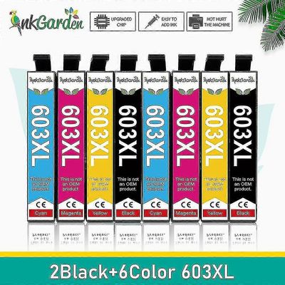 Inkgarden 603XL 603 XL -yhteensopiva kasetti Epson T603 Expression Home XP-2100/XP-2105/XP-3100/XP-3105/XP-4100/XP-4105 8 kpl