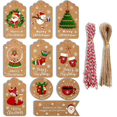 Witdreamer 100 Sæt Christmas Retro Kraft Papir Hangtag 10 julekort Diy