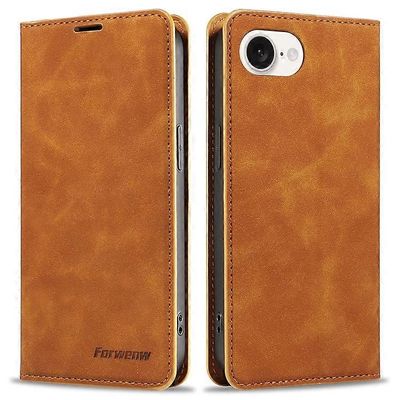 FORWENW Fantasy -sarja yhteensopiva iPhone SE (2024) -kotelon kanssa Skin-touch nahkainen magneettinen absorptiopuhelimen kansi Ruskea