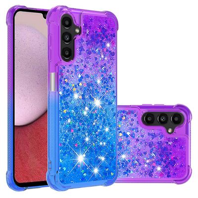 Foxdock Kompatibel med Samsung Galaxy A14 5g taske Gradient Quicksand Quicksand Soft Tpu Bumper Cushion Cover Lilla blå