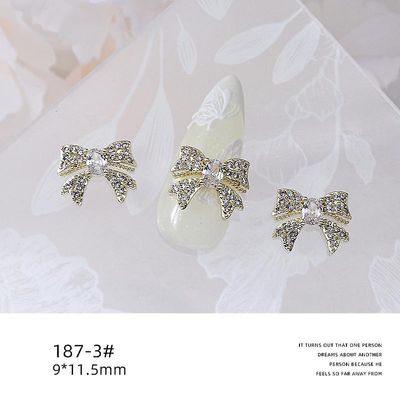 Zircon smykker Metal Pearl Bow Vedhæng Heart Diamond Nail Dekoration Materiale 1873