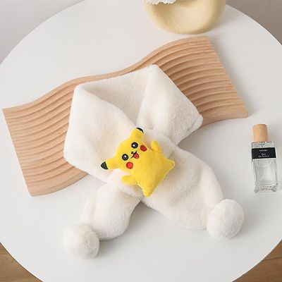 Børn Winter fortykket Varm Pikachu Imitation Rex Rabbit Fur Plys Bib for mænd og kvinder Babyer Ris hvid