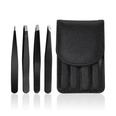 Pinsetit - ammattimaiset ruostumattomasta teräksestä valmistetut pinsetit, parhaat tarkkuuspinsetit kulmakarvoille - upea tarkkuus-musta-neliosaine...