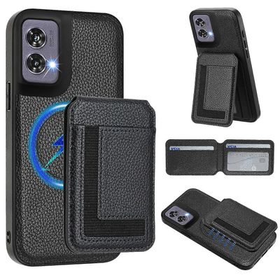Motorola Edge 50 Fusion 5G magneettikotelo TPU + PU nahkainen puhelimen takakansi irrotettavalla korttipidikkeellä Musta