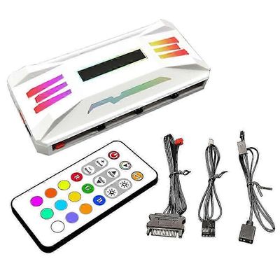 Coolmoon ARGB -ohjaintuuletin älykkäällä kaukosäätimellä, 4-nastainen PWM 3Pin ARGB PC-jäähdytys Valkoinen