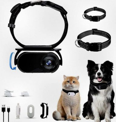 Vedenpitävä Mini Pet Camera Collar 1080P HD Action Cam kissojen videotallennukseen Musta
