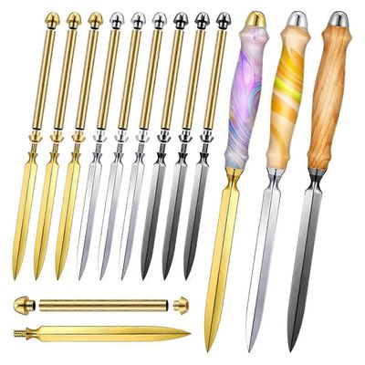 9 kpl kirjeenavaajia puunkäännösprojektisarja, tee-se-itse-kirjekuoren viipalointipaperi kirjeleikkuri sorvaussarja lahja MustaKultaHopea