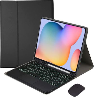 Timoom Tastaturveske til Samsung Galaxy Tab S6 Lite 10.4 tommer 2022/2020, 7 farger Bakgrunnsbelysning Avtakbart trådløst tastatur og mus, Smart To...