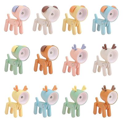 Mini sarjakuvaeläimet LED-pöytälamppu kannettava säädettävä söpö lemmikkien yövalo yellow dog