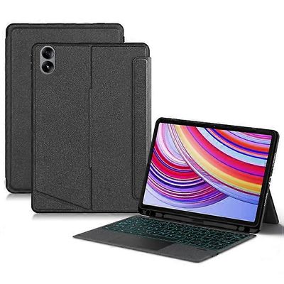 Yhteensopiva Xiaomi Redmi Pad Pro -nahkakotelon + Bluetooth-näppäimistön kanssa taustavalolla Kuten