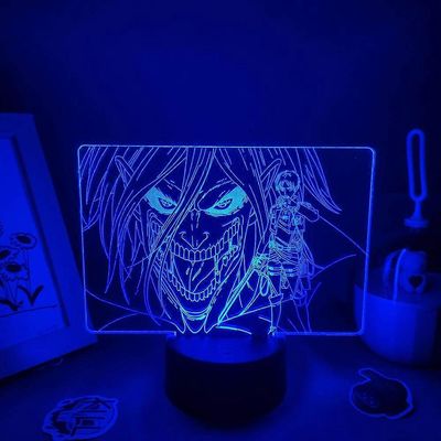 3D yövalo Anime hyökkäys titaanihahmo Eren Jaeger johti yövalot ystävälahjat Manga värikäs 3D laavalamppu makuuhuoneen pöydän koristelu