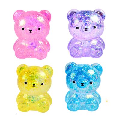 Haloppe Puristava eläinlelu Joustava hidas paluu paljetit Maltoosi Bear Pinch Toy Decompression Soft TPR Squishes Bear Doll Stress Relief Fidget To...