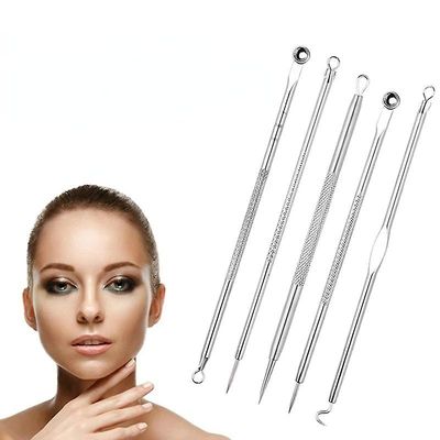 5pcs Acne Bumle Belmish Vacuum Blackhead Remover Acne Blackhead Remover Extractor Tool Spoon Face Nåle Facial Pore Cleaner