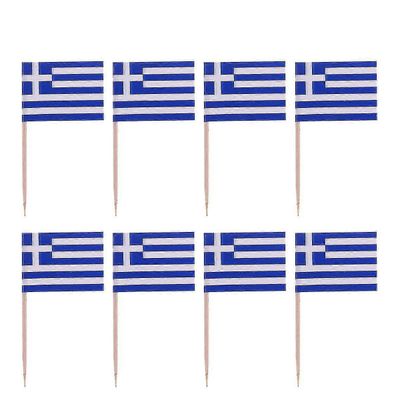 100 kpl puisia lippuhammastikkuja kansallispäivän koristeluun, kuppikakun päälle, ruokahammastikku (kreikka) S20241