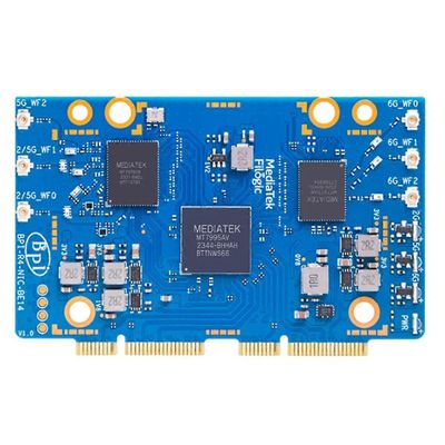 Banana Pi BPI-R4-NIC-BE14 Wifi7 -moduulin tarvikkeet BPI-R4 MediaTek MT7995AV -piirisarjalle 2 PCIe 3 Sininen