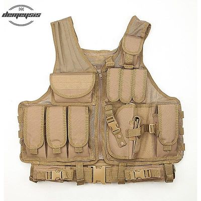 Politi Taktisk Airsoft Vest Udendørs Camouflage Militær Body Armor Jagt Molle Vest med Gun Hylster TAN