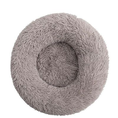 Eveltek Behagelig rund kat angst blød fluffy seng Lys grå 110CM*110CM