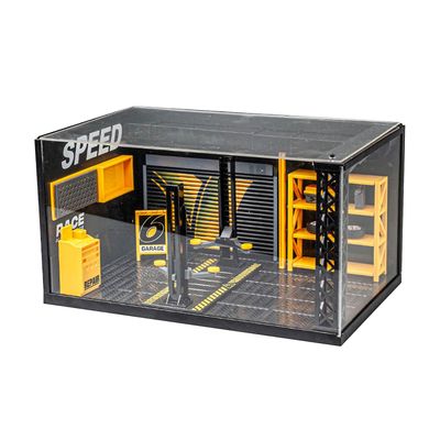 Siguang 01:24 Diorama Modell Bil Garasje Led Belysning Bil Reparasjon Workshop Scene Js
