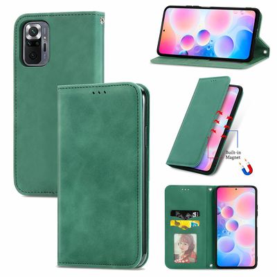 Gangxun Sag For Xiaomi Redmi Note 10 Pro Max Magnetisk Lukning Læder Tegnebog Cover Housse Etui Shockproof - Grøn