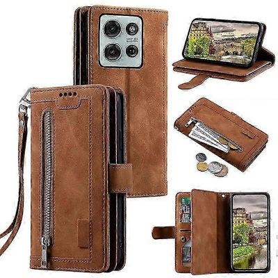 Yhteensopiva Motorola Moto G75 5G -kotelon kanssa PU-nahkainen puhelimen kansi vetoketjullisella lompakolla 9 korttipaikkaa