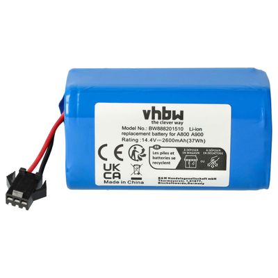 vhbw-akku, joka on yhteensopiva Mamibot ExVac 680S, 880, 660 robottipölynimurin kanssa (2600 mAh, 14.4 V, Li-Ion) ilman väriä/sisäistä akkua